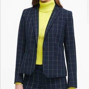 BANANA REPUBLIC BLUE PLAID BI-STRETCH BLAZER
